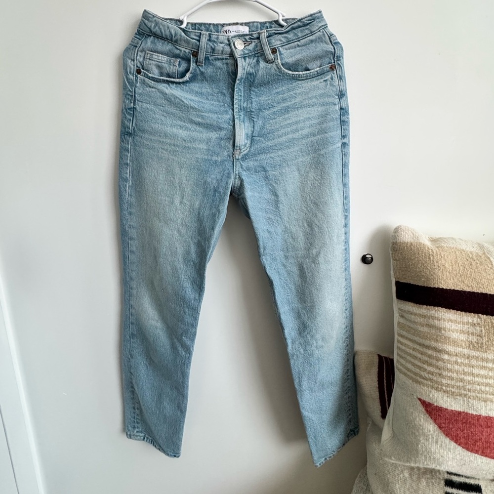Zara Light Blue Straight Leg Jeans